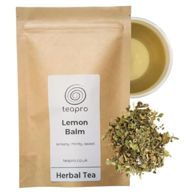 Image of Teapro Lemon Balm Loose Leaf Herbal Tea Premium Melissa Caffeine Free Bedtime Brew Officinalis Relaxing Infusion (100g)