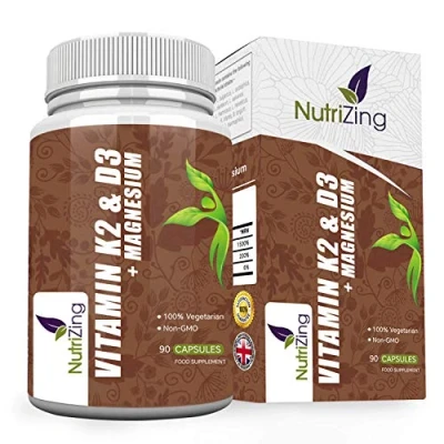 Image of Vitamins D3 K2 Capsules 3000IU Vitamin D3, 150mcg VIT (MK 7) Made in UK by NutriZing Supports Maintenance of Immune System &amp; Contributes to Normal Bones
