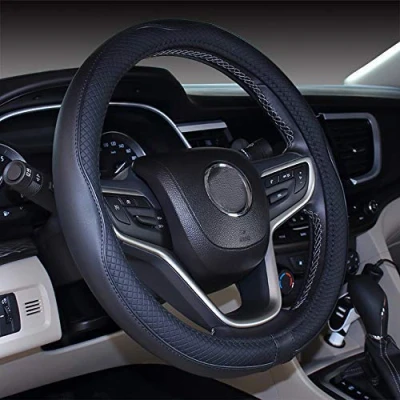 Image of 2019 New Black Microfiber Leather Small Steering Wheel Cover for Prius Civic 14&quot; 14.25&quot;