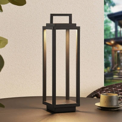 Image of Lucande LED outdoor light Mirina, black, rechargeable battery, touch dimmer