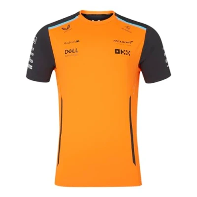 Image of McLaren Formula One Team Official 2024 1 Merchandise Replica Set Up T Shirt Papaya Orange/Phantom Grey Men&#039;s (UK, Alpha, XXL, Regular, Orange)