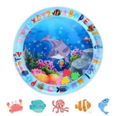 Image of Tummy Time Water Mat Round Baby Sensory Lightweight and Portable Suitable for 0 6 Months Toddlers Early Development Stimulation Growth Activity