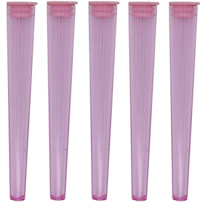 Image of Cherry on Top King Size Cone Holder Air Tight Hard Plastic Tube Smoking Rolling Cig Tube, 5 Holders Pink