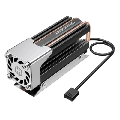 Image of Graugear M.2 NVMe SSD (2280) Cooler Heatpipe with Fan for Active; Low Noise; 25 mm PWM Fan; 4 x Thermal Pads; Copper Heatpipe; Aluminium; G M2HS03 F