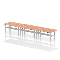 Image of Air B2B 1800x600mm Height Adjustable 6P Bench Desk CP Beech/Silver