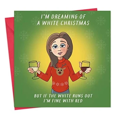 Image of Twizler Merry Christmas Card with Wine Happy Xmas Funny Womens Female for Her Mum