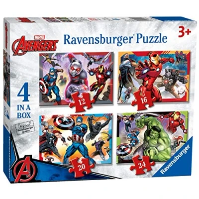Image of Ravensburger Marvel Avengers 4 in Box (12, 16, 20, 24 Pieces) Jigsaw Puzzles for Kids Age 3 Years Up