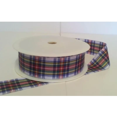 Image of 1 metre Trim of Dress Stewart Polyester Tartan Ribbon 25mm Wide