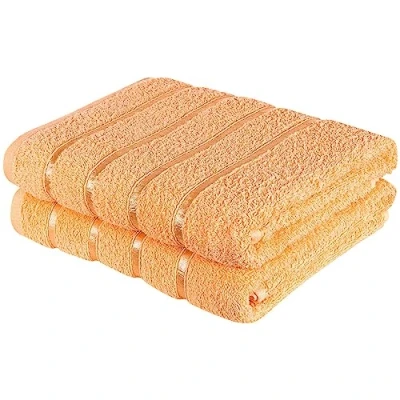 Image of A2Z Luxurious 100% Cotton Peach Color Towels 500 GSM Soft Absorbent Set Of 2 Bath Towel (66x118 cm)