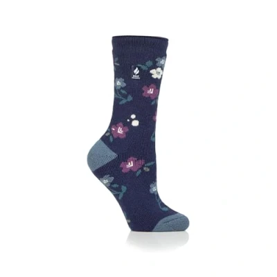 Image of HEAT HOLDERS 1 Pair Ladies Lite Patterned Socks 1.6 TOG (UK, Numeric, 4, 8, Regular, Lanuza Soft Navy)