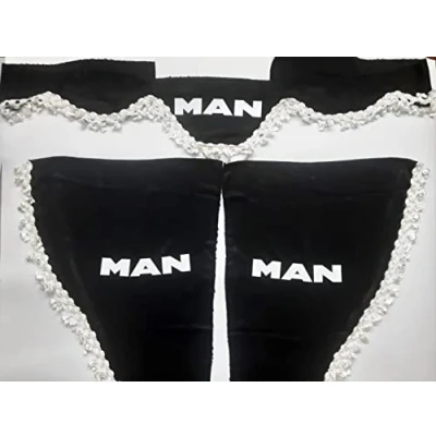 Image of Set of 3 Plush Curtains with White Tassels for Man TGX TGA TGM Trucks (Black)