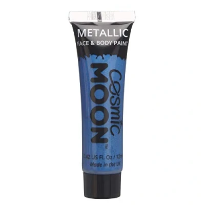 Image of Face &amp; Body Metallic Paint by Cosmic Moon Blue Water Based Makeup for Adults, Kids 12ml