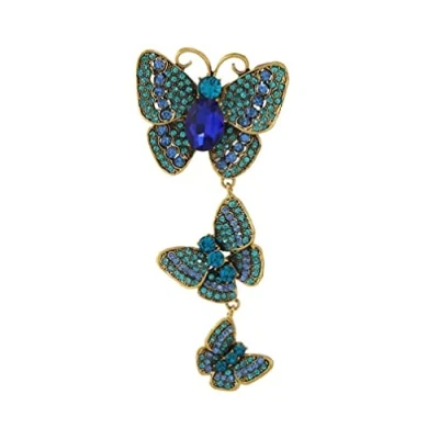 Image of Butterfly Brooch Corsage Insect Wedding Pin Brooches Blue Crystal Lapel Gift for Women Girls Clothing Bag Decor