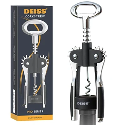 Image of Deiss PRO Wing Corkscrew Wine Opener and Foil Cutter 2 in 1 Bottle The Easiest Way to Open a Light Sturdy Construction