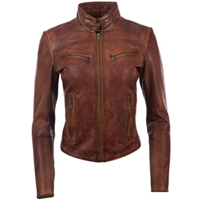 Image of Aviatrix Women&#039;s Super Soft Real Leather Fitted Fashion Jacket (CRD9) 5XL