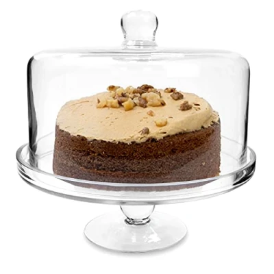 Image of bar@drinkstuff Glass Cake Stand &amp; Dome 25.5cm Vintage Inspired with