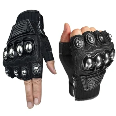 Image of KUMADAI Fingerless Cycling Gloves, Motorcycle Motorbike Gloves Bike MTB Riding Running Driving Gloves,Black,XL