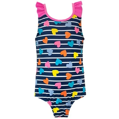 Image of Harry Bear Girls Hearts Swimsuit Blue 3 4 Years