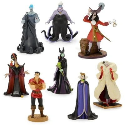 Image of Disney Store Official Villains Figure Set, 8 Piece Toy Including Captain Hook, Ursula, Jafar, Evil Maleficent, Queen, Gaston and Hades, Suitable for Age 3+