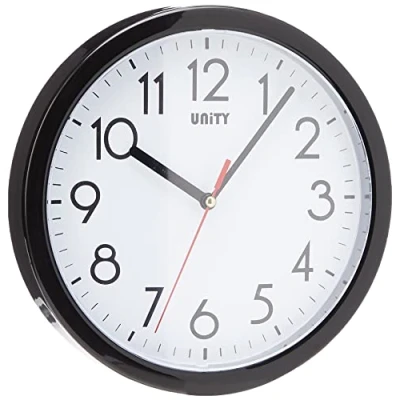 Image of Unity Wall Clock, Hastings, Silent Sweep, Modern, Black, 22 cm / 8.6 inch