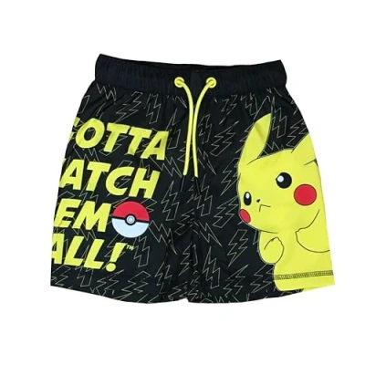 Image of Pokemon Boys Pikachu Swim Shorts, Black, Age 7 8 Years