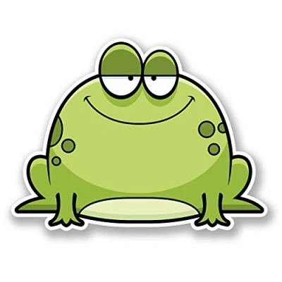 Image of 2 x 10cm Happy Green Frog Vinyl Sticker Laptop Helmet Bike Car Motorbike #5713 (10cm Wide 7.5cm Tall)