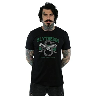 Image of Harry Potter Men&#039;s Slytherin Quidditch Emblem T Shirt Large Black
