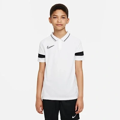 Image of NIKE Unisex Kids Y Nk Dry Acd21 Polo Shirt, White/Black/Black/Black, 7 Years UK