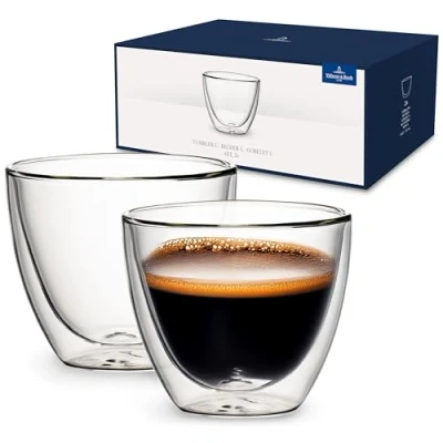 Image of Villeroy &amp; Boch Artesano Hot and Cold Beverages Mug L, Set of 2, 420 ml (Measured Brimful), Borosilicate Glass, Clear