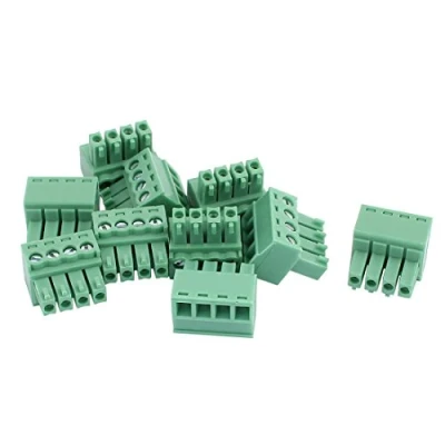 Image of Sourcingmap 10Pcs 300V KF2EDGK 3.5mm Pitch 4 Pin PCB Screw Terminal Block Connector