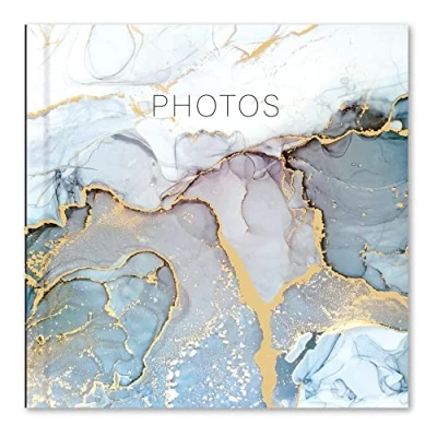 Image of KARRMA Photo Album with 200 Pockets Suitable for photos size 6&quot; x 4&quot; (15cm 10cm) Memo Section a Stiff Backed Padded Cover Inside Contains Slip in Grey Marble