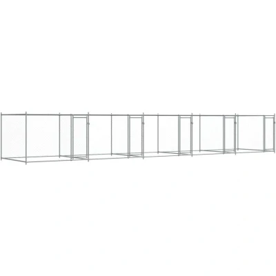 Image of vidaXL Dog Kennel Outdoor Crate Galvanised Steel Mesh Cage, Spacious 10x2x1.5m, Lockable Door Access, Grey