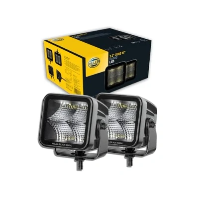 Image of HELLA 1FA 358 176 811 LED Spotlight Black Magic Cube Kit 3.2&quot; 12/24V mounting Short distance lighting Cable: 500mm Plug: DEUTSCH plug Quantity: 2