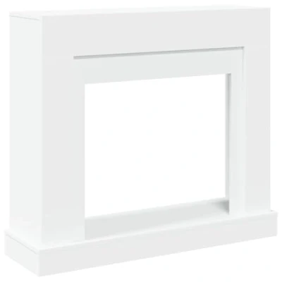 Image of vidaXL White Engineered Wood Fireplace Surround with Functional Mantel Shelf 100x30x87.5 cm Easy Maintenance Compatible LED Flames