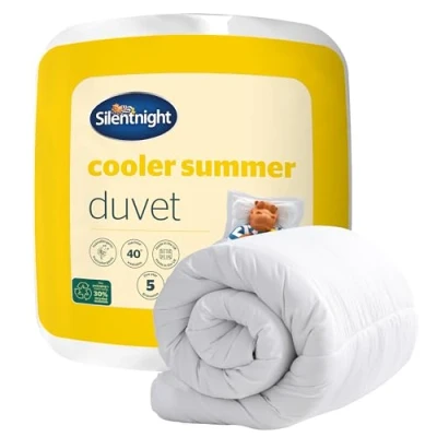 Image of Silentnight Cooler Summer King Size Duvet 4.5 Tog Lightweight Hypoallergenic and Machine Washable Quilt (Package may vary), White