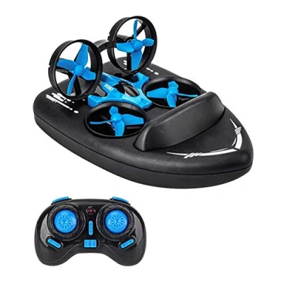Image of XIONGDA Rc Quadcopter 3 in 1 Remote Control Drone Amphibious Hovercraft 3D Flip Speed Adjustment Creative Smart Toy Best Birthday Gift for Adults and Kids