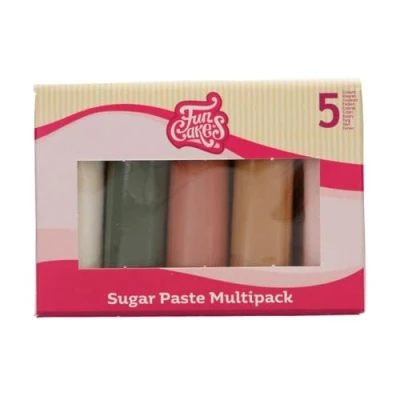 Image of FunCakes Sugar Paste Multipack Shimmering Garden, Easy to Use, Smooth, Flexible, Soft and Pliable, for Cake Decorating, Halal, Kosher Gluten Free, 5 x 100 g