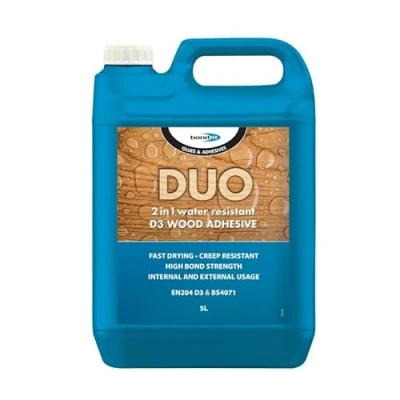 Image of DUO 2 in 1 Wood Glue Water Resistant D3 Adhesive PVA UK 125/250/500ml 1L 5L (5L)
