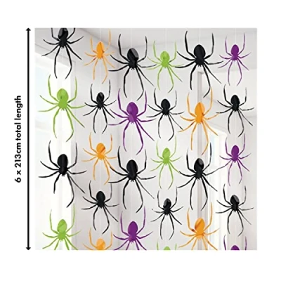 Image of Amscan 678124 Halloween Party Hanging Spider String Decorations 2.1m
