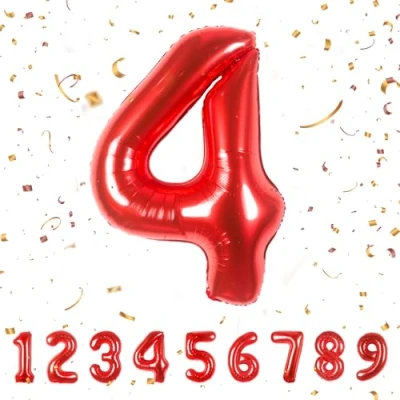 Image of Number Balloons 4,Red 4 Balloon 40 Inch Giant Helium Foil for Boys Girls Party Decor Birthday Anniversary Graduation Decorations Supplies