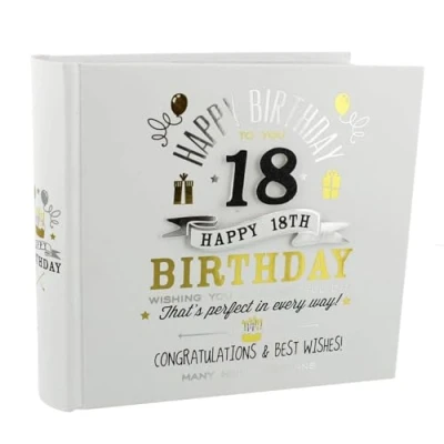 Image of 18th Birthday Photo Album 4&quot;x6&quot; Signography Black and Gold Design FL29918