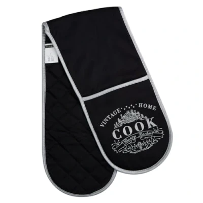 Image of Premier Housewares Stylish Oven Gloves Practical Pot Holders And Dual Hand Design Of Heat Resistant Versatile Cotton Double Mitts