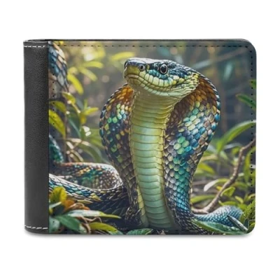 Image of JTREWBV PU Leather Wallet for Men,Print Bifold Wallet,Slim Minimalist Front Pocket Wallets,Thin &amp; Stylish,Single Sided Pattern