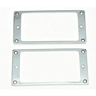 Image of 2pcs Metal Chrome Humbucker Pickup Mounting Ring Flat Base Frame