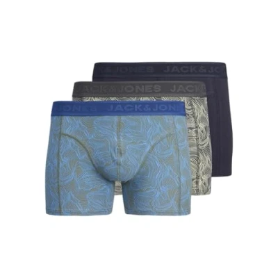Image of JACK &amp; JONES Men&#039;s Jaccameron Trunks 3 Pack Boxer Shorts, Asphalt/Pack: Castor Grey Night Sky, S