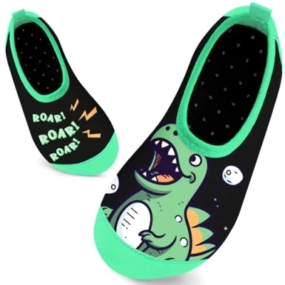 Image of Kids Swim Water Shoes for Girls Toddlers Baby Aqua Socks Quick Dry Pool Beach Barefoot Children（Roar Dinosaurs 32/33EU