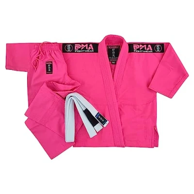 Image of Playwell Kids Pink Pro Girls Elite BJJ GI Uniform, (Comes with Free White Belt) (M3)