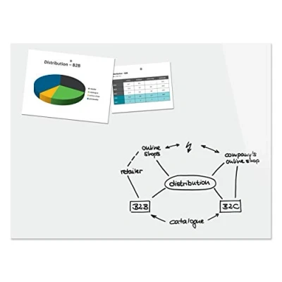Image of Be!Board B1400 Magnetic Glass Board / PinBoard WhiteBoard Dry Wipe Board, 120 x 90 cm, White