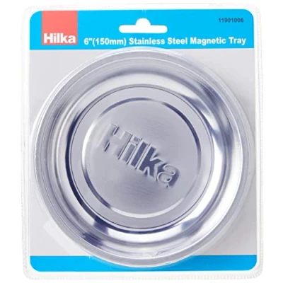 Image of Hilka 11901006 6 Inch Diameter Stainless Steel Magnetic Tray, Silver