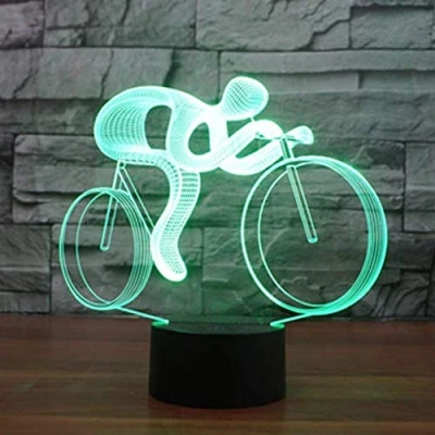 Image of HPBN8 Ltd Creative 3D Bicycle Optical Illusion Night Light 7 Color Change USB Touch Button LED Desk Table Lamp